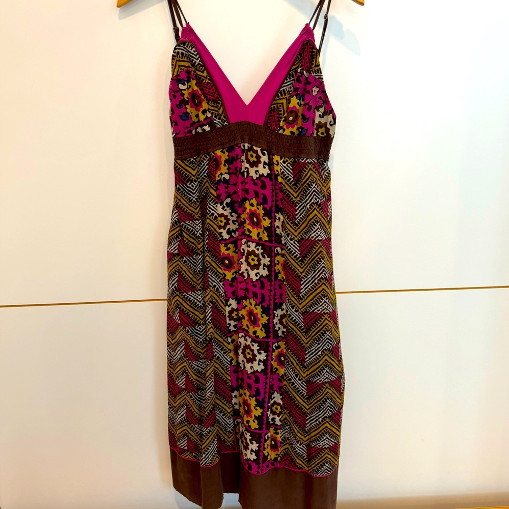 Mint Hand Blocked Indian Fabric Print Slip Dress 4